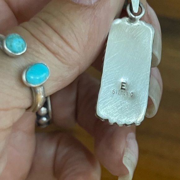 SOLD …White Buffalo Earrings with Pendant - Picture 7 of 9